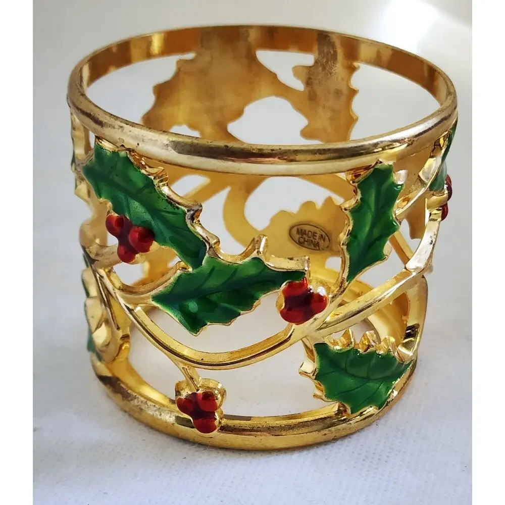 Lenox Holiday Gold Votive Candle Holder Holly Berries Christmas NO Glass Insert